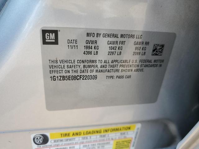 1G1ZB5E08CF220309 - 2012 CHEVROLET MALIBU LS Күміс фото 12