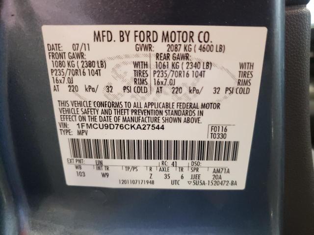 1FMCU9D76CKA27544 - 2012 FORD ESCAPE XLT 蓝色 照片 13