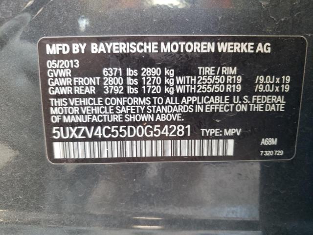 5UXZV4C55D0G54281 - 2013 BMW X5 XDRIVE35I BLACK photo 10