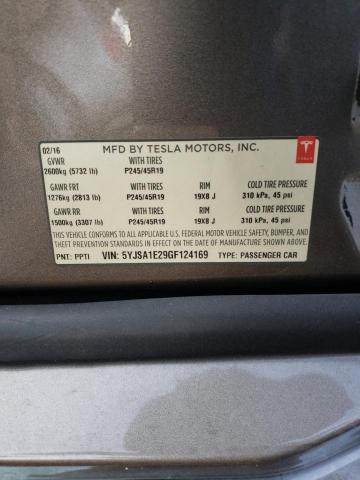 5YJSA1E29GF124169 - 2016 TESLA MODEL S أسمر صورة 12