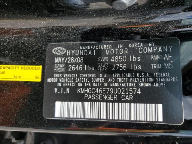 KMHGC46E79U021574 - 2009 HYUNDAI GENESIS 3.8L BLACK photo 12