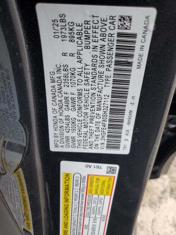 2HGFE4F80SH327112 - 2025 HONDA CIVIC SPORT GRAY photo 12