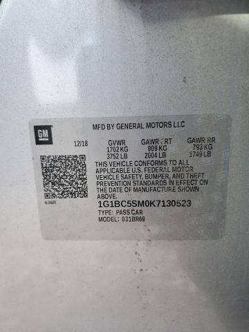 1G1BC5SM0K7130523 - 2019 CHEVROLET CRUZE LS فضي صورة 12