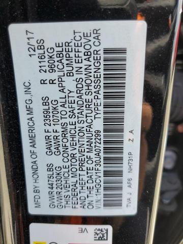 1HGCV1F30JA072299 - 2018 HONDA ACCORD SPORT BLACK photo 12