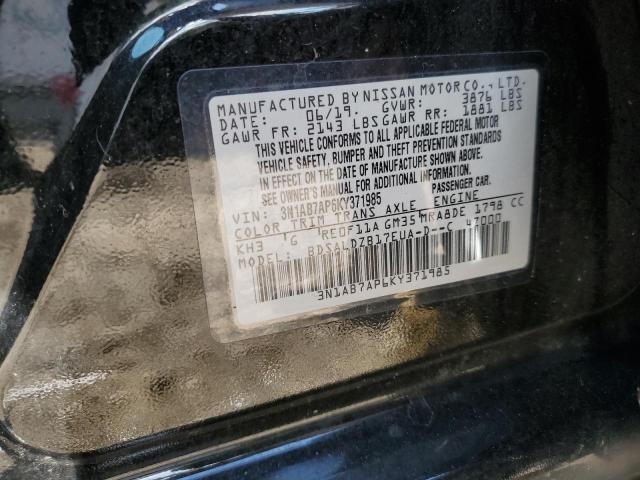 3N1AB7AP6KY371985 - 2019 NISSAN SENTRA S BLACK photo 12