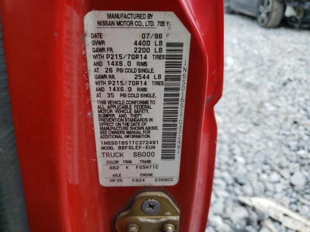 1N6SD16S1TC372491 - 1996 NISSAN TRUCK KING CAB SE RED photo 12