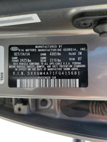 5XXGM4A71FG415681 - 2015 KIA OPTIMA LX GRAY photo 12