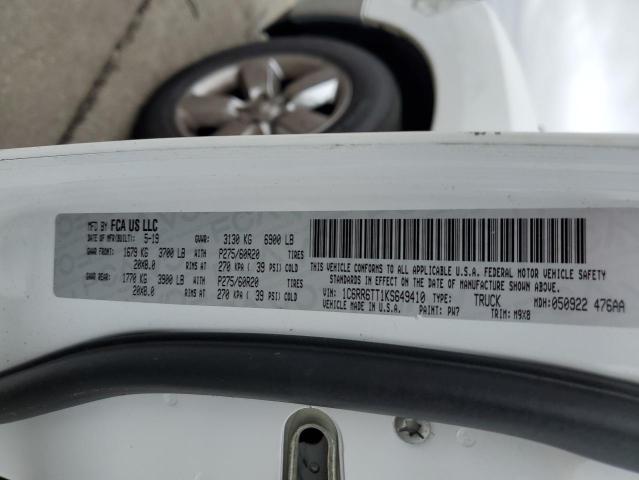 1C6RR6TT1KS649410 - 2019 RAM 1500 CLASS SLT 白色 照片 12