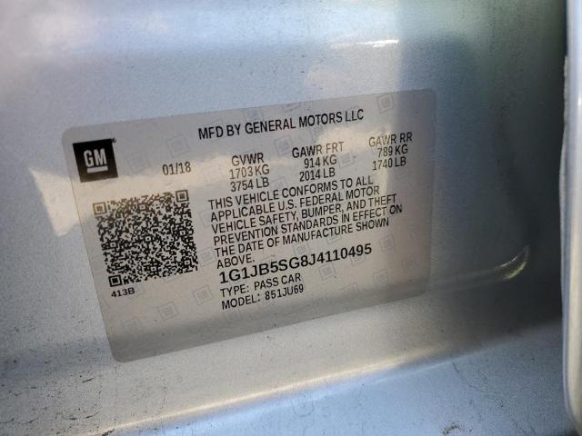 1G1JB5SG8J4110495 - 2018 CHEVROLET SONIC LS Gümüş foto 12