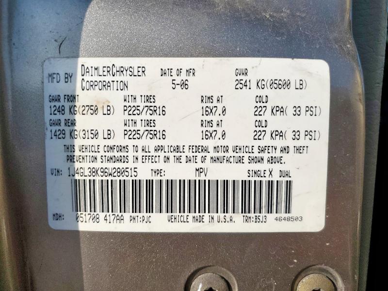 1J4GL38K96W280515 - 2006 JEEP LIBERTY RENEGADE Qəhvəyi foto 14