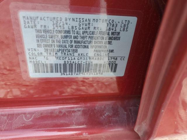 3N1AB7AP9EY341898 - 2014 NISSAN SENTRA S RED photo 13