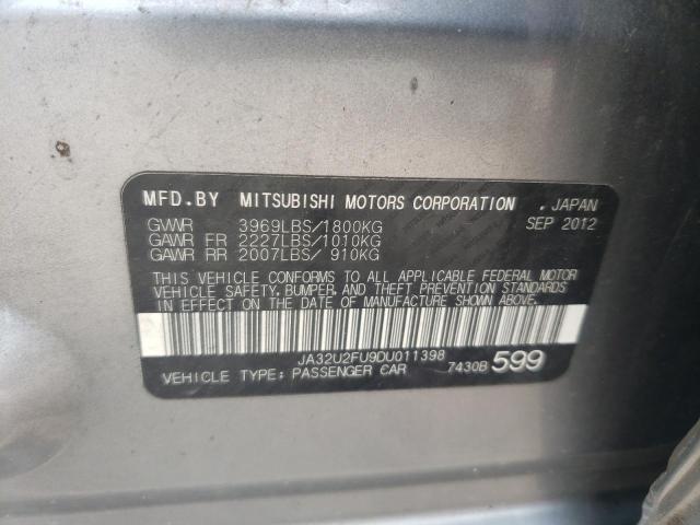 JA32U2FU9DU011398 - 2013 MITSUBISHI LANCER ES/ES SPORT GRAY photo 13