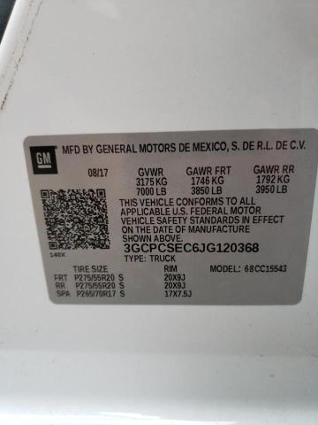 3GCPCSEC6JG120368 - 2018 CHEVROLET SILVERADO C1500 LTZ WHITE photo 10