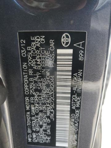 JTKJF5C72C3042044 - 2012 TOYOTA SCION TC ნაცრისფერი ფოტო 12