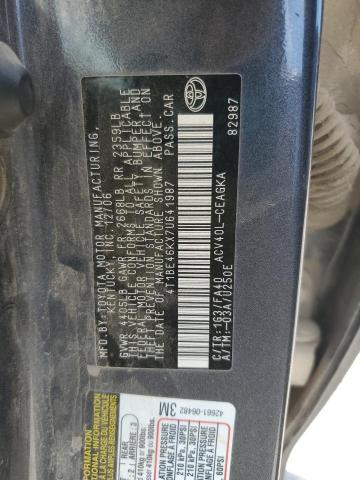4T1BE46KX7U641987 - 2007 TOYOTA CAMRY CE ნაცრისფერი ფოტო 12
