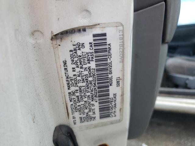 4T1BG22K5WU229012 - 1998 TOYOTA CAMRY CE WHITE photo 12