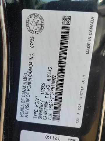 2HGFE2F32PH110922 - 2023 HONDA CIVIC EX Қара фото 12