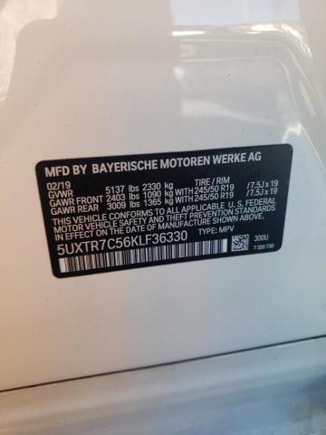 5UXTR7C56KLF36330 - 2019 BMW X3 SDRIVE30I WHITE photo 13