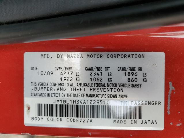 JM1BL1H34A1229510 - 2010 MAZDA SPEED 3 Қызыл фото 13