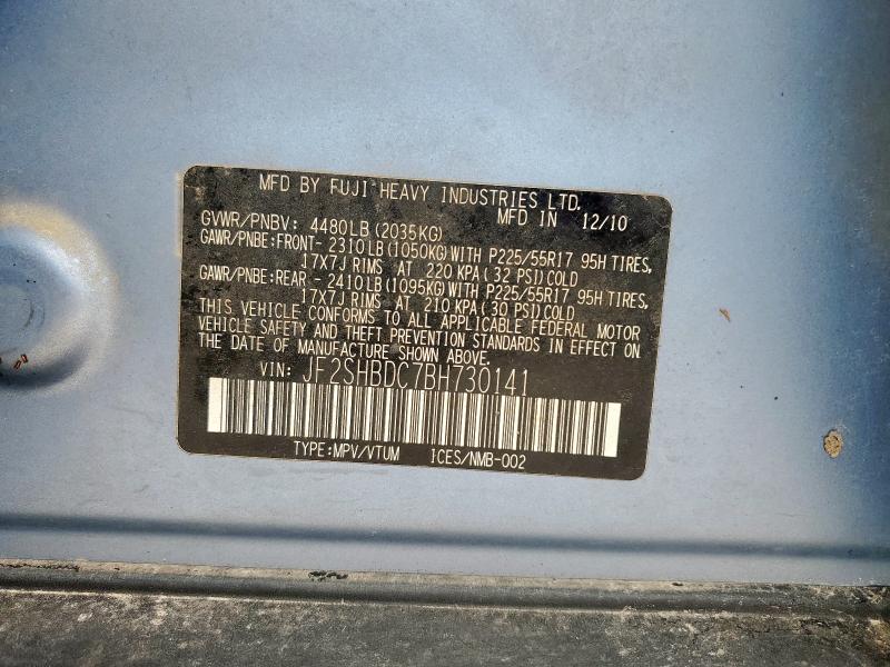 JF2SHBDC7BH730141 - 2011 SUBARU FORESTER 2.5X PREMIUM Көк фото 13