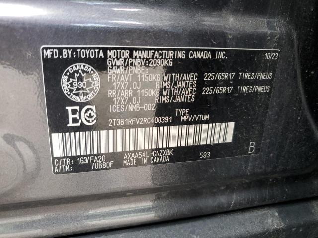 2T3B1RFV2RC400391 - 2024 TOYOTA RAV4 LE GRAY photo 14