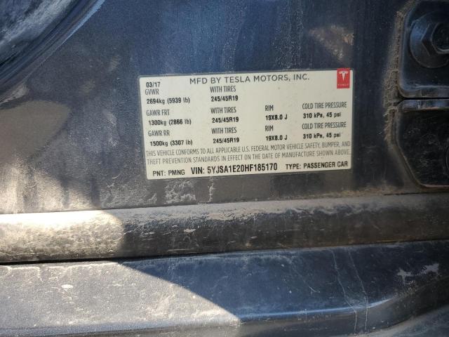 5YJSA1E20HF185170 - 2017 TESLA MODEL S ნაცრისფერი ფოტო 13