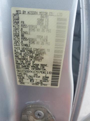 5N1ED28YX1C578618 - 2001 NISSAN XTERRA XE GRAY photo 13