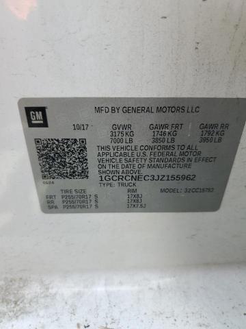 1GCRCNEC3JZ155962 - 2018 CHEVROLET SILVERADO C1500 WHITE photo 12