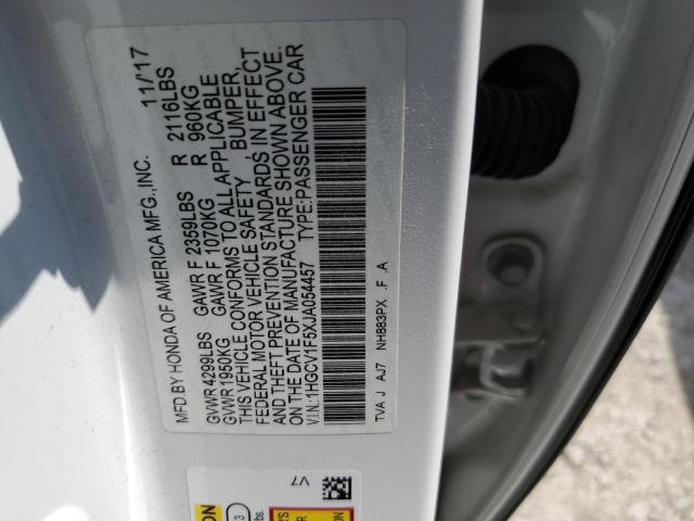 1HGCV1F5XJA054457 - 2018 HONDA ACCORD EXL WHITE photo 13
