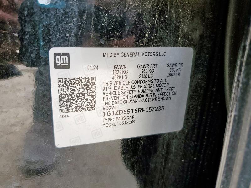 1G1ZD5ST5RF157235 - 2024 CHEVROLET MALIBU LT BLACK photo 12