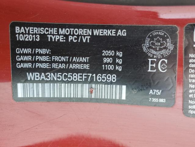 WBA3N5C58EF716598 - 2014 BMW 428 XI RED photo 12