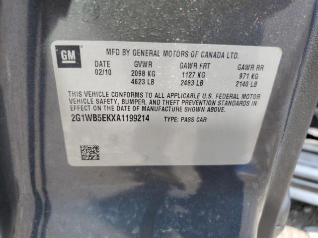 2G1WB5EKXA1199214 - 2010 CHEVROLET IMPALA LT GRAY photo 12