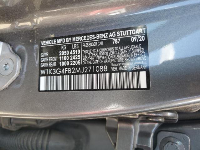 W1K3G4FB2MJ271088 - 2021 MERCEDES-BENZ A 220 4MATIC GRAY photo 12