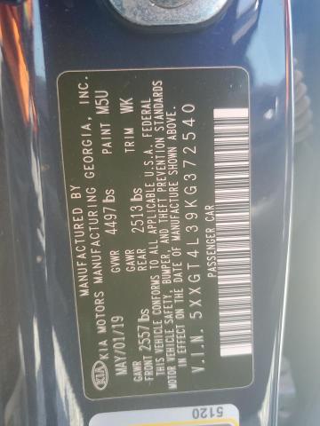 5XXGT4L39KG372540 - 2019 KIA OPTIMA LX Mavi fotoğraf 12