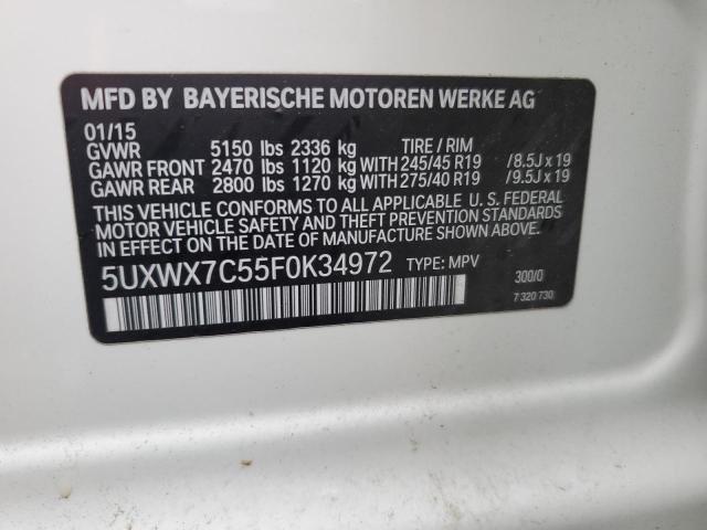 5UXWX7C55F0K34972 - 2015 BMW X3 XDRIVE35I WHITE photo 13