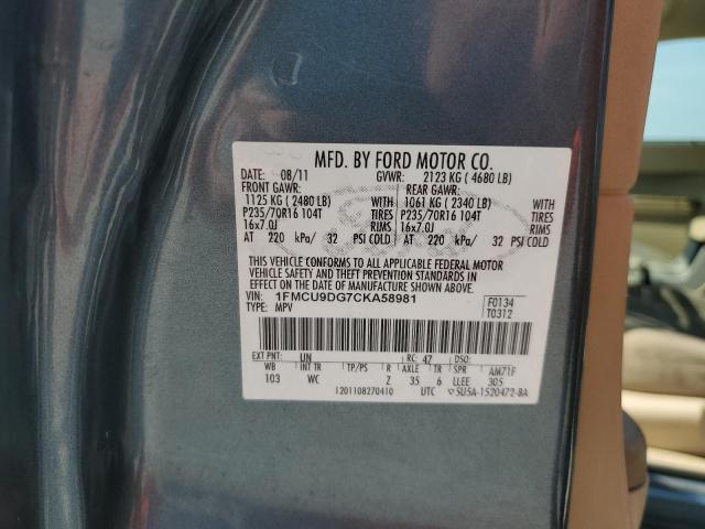 1FMCU9DG7CKA58981 - 2012 FORD ESCAPE XLT BLUE photo 13