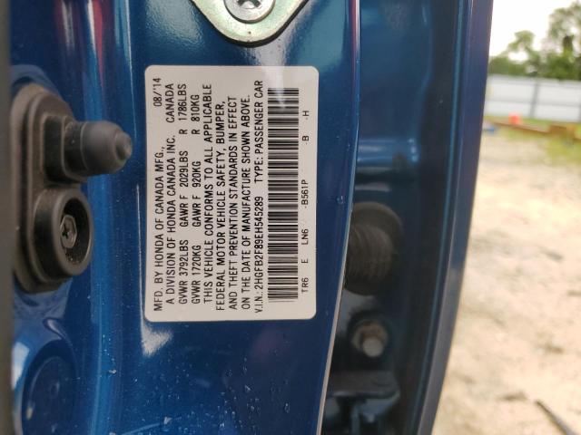 2HGFB2F89EH545289 - 2014 HONDA CIVIC EX BLUE photo 13