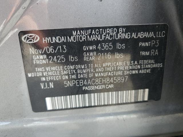 5NPEB4AC8EH845897 - 2014 HYUNDAI SONATA GLS GRAY photo 12