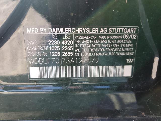 WDBUF70J73A127679 - 2003 MERCEDES-BENZ E 500 BLACK photo 12