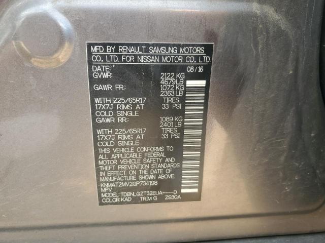 KNMAT2MV2GP734198 - 2016 NISSAN ROGUE S GRAY photo 13