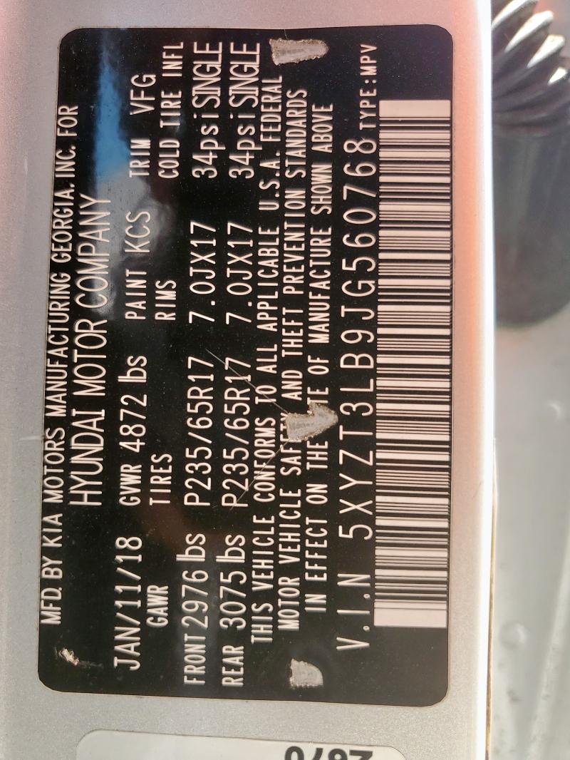 5XYZT3LB9JG560768 - 2018 HYUNDAI SANTA FE S SILVER photo 12