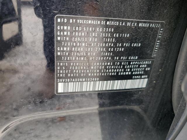 3VV3B7AX0NM163460 - 2022 VOLKSWAGEN TIGUAN SE Czarny zdjęcie 13