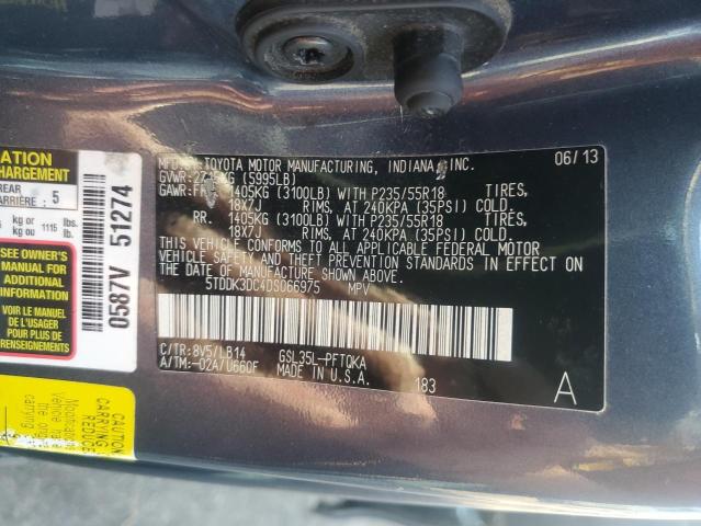 5TDDK3DC4DS066975 - 2013 TOYOTA SIENNA XLE BLUE photo 13