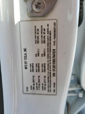 5YJ3E1EB0LF647678 - 2020 TESLA MODEL 3 白色 照片 12