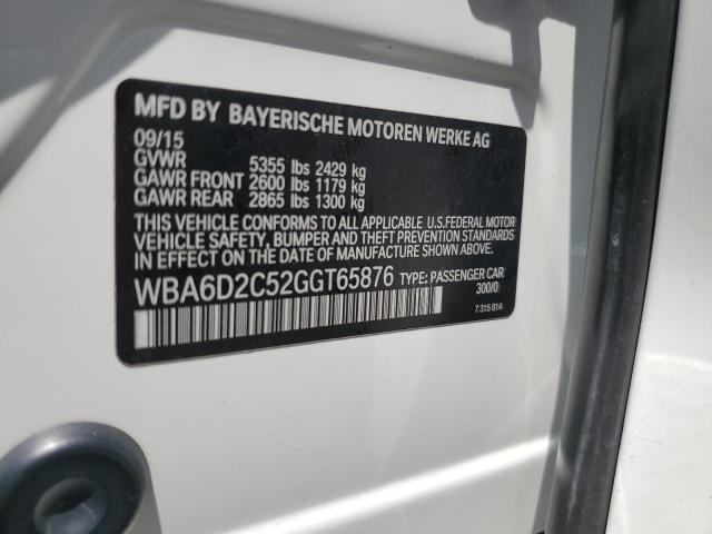 WBA6D2C52GGT65876 - 2016 BMW 640 XI GRAN COUPE WHITE photo 12