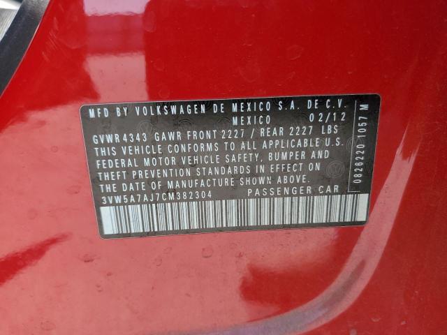 3VW5A7AJ7CM382304 - 2012 VOLKSWAGEN JETTA GLI RED photo 12