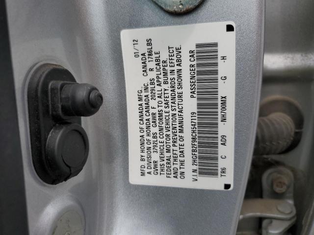 2HGFB2F98CH547119 - 2012 HONDA CIVIC EXL Gümüş foto 12