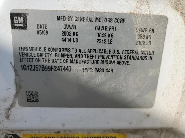 1G1ZJ57B99F247447 - 2009 CHEVROLET MALIBU 2LT WHITE photo 12