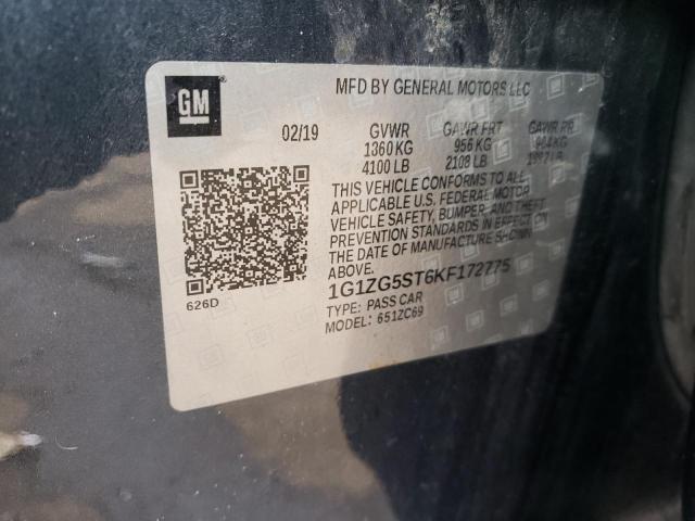 1G1ZG5ST6KF172775 - 2019 CHEVROLET MALIBU RS BLUE photo 12