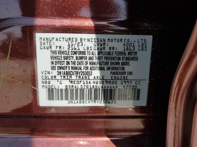 3N1AB8CV7RY250653 - 2024 NISSAN SENTRA SV MAROON photo 13